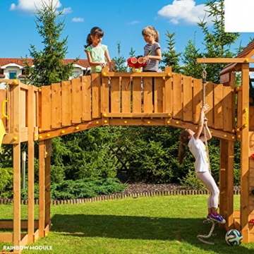 Fungoo Spielandschaft Maxi PLAYBOX Podesthöhe 145 cm 2 Rutschen 2,90m, Brücke und Schaukel - 4