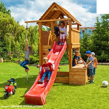 Fungoo Spielandschaft Maxi PLAYBOX Podesthöhe 145 cm 2 Rutschen 2,90m, Brücke und Schaukel - 6