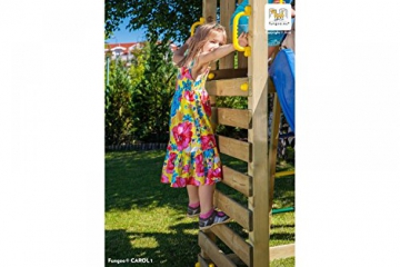 Fungoo Spielturm Carol 1 Kletterhaus mit Dach, geschwungener Rutsche und Kletterwand - Rot - 4