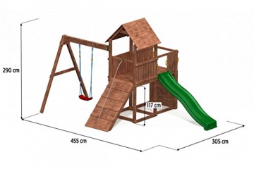 Fungoo Spielturm Carol 3 Kletterhaus mit Rutsche, Schaukel, Kletterwand und Rampe - Gelb - 3