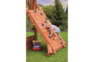 Fungoo Spielturm Giant Kletterhaus mit Sandkasten, Rutsche, Kletterwand, Doppelter Leiter und Rampe - Rot - 2