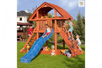 Fungoo Spielturm Giant Kletterhaus mit Sandkasten, Rutsche, Kletterwand, Doppelter Leiter und Rampe - Rot - 1