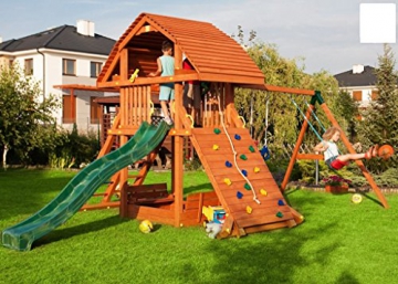 Fungoo Spielturm Giant-Move- Podesthöhe 145 cm mit 2,90 m Rutsche und Doppelschaukel - 1