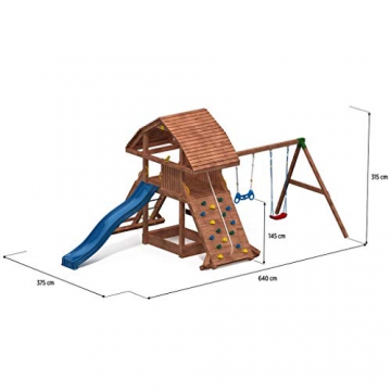 Fungoo Spielturm Giant-Move- Podesthöhe 145 cm mit 2,90 m Rutsche und Doppelschaukel - 9