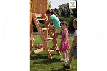 Fungoo Spielturm Kingdom mit Move+ Modul mit Sandkasten, Rutsche und doppelter Schaukel - Blau - 3