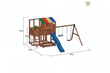 Fungoo Spielturm Kingdom mit Move+ Modul mit Sandkasten, Rutsche und doppelter Schaukel - Blau - 5