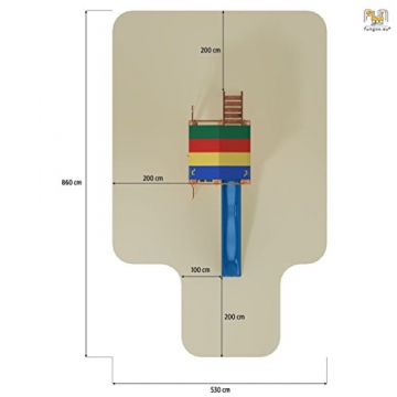Fungoo Spielturm PARADISE Kletterturm 2,9 m Rutsche Sandkasten Kletterwand Kletterseil - 3