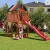 Fungoo Spielturm PARADISE mit Rutsche, Sandkasten, Kletterwand, Kletterseil und Strickleiter - Blau - 2
