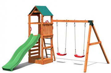 Gartenpirat Spielturm Kletterturm Pirat T1 mit Schaukel und Rutsche - 1