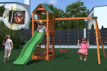 Gartenpirat Spielturm Kletterturm Pirat T1 mit Schaukel und Rutsche - 2