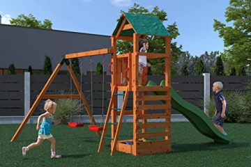 Gartenpirat Spielturm Kletterturm Pirat T1 mit Schaukel und Rutsche - 4
