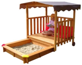 GASPO Spielhaus für Kinder, Sandkasten aus Holz mit Abdeckung, 220 cm x 133 cm x 144 cm, TÜV-geprüft - 1