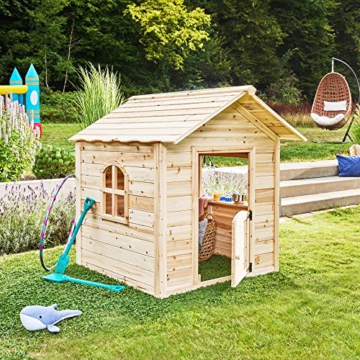 HOME DELUXE - Spielhaus - DER GROßE PALAST Natur -118 x 138 x 132 cm - ohne Bank - FSC zertifiziertes Kinderspielhaus, inkl. Montagematerial I Gartenhaus Holzhaus Kinderhaus - 2