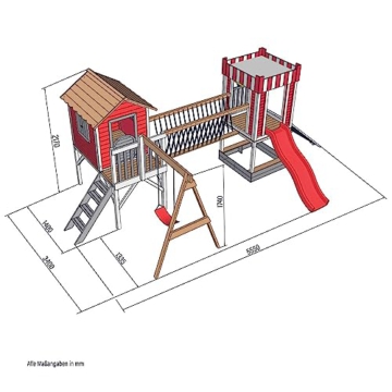 HOME DELUXE - Spielpark WUNDERLAND - Kiefernholz, 555 x 340 x 215 cm, zum Schaukeln, Klettern, Rutschen, Buddeln I Kinderpark Outdoor Spielplatz Klettergerüst - 9