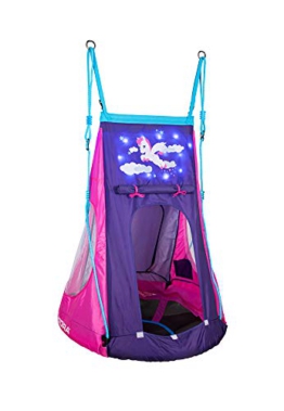 HUDORA 72151 Nestschaukel Cosmos 90 Nestchaukel mit Zelt und LED Beleuchtung, blau/schwarz - 1