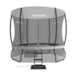 HUDORA Fantastic Complete Max 300 - Trampolin Outdoor mit Sicherheitsnetz, Leiter, Krabbelschutz - Gartentrampolin für Kinder und Erwachsene - Mehrfarbig - 1