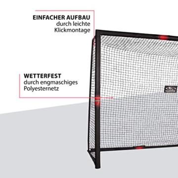 HUDORA Fussballtor Pro Tect - Aluminium Torwand für Kinder und Erwachsene - Fussball Tor für Garten / Outdoor - Schwarz / Rot - 2