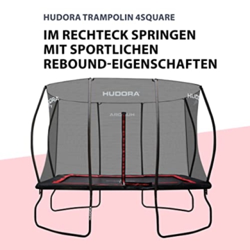 HUDORA Trampolin 4square - Trampolin Outdoor mit Sicherheitsnetz - Sportliches Sprunggefühl - Gartentrapolin Eckig für Kinder und Erwachsene - Mehrfarbig - 2