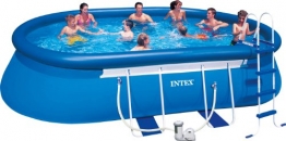 Intex Aufstellpool Oval Frame Pool Set, TÜV/GS, Blau, 549 x 305 x 107 cm -