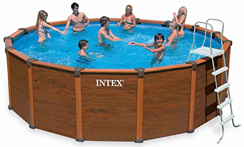Intex Aufstellpool Wood Frame Pool Set, TÜV/GS, Braun, Ø 478 x 124 cm - 1