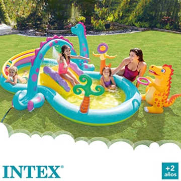 Intex Dinoland Play Center Aufblasbares Wasserspielzentrum, verschiedene Modelle (mit und ohne Vulkan), Mehrfarbig, 333x229x112 cm, 280 Liter - 2