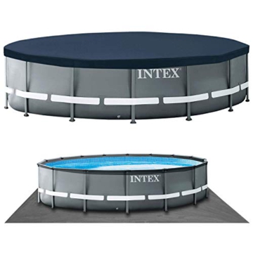 Intex Frame Pool Set Ultra Rondo XTR Ø 549 x 132 cm, Pool, Sandfilteranlage, Abdeckplane, Bodenschutzplane, Sicherheitsleiter, GS, Grau, 26330GN - 4