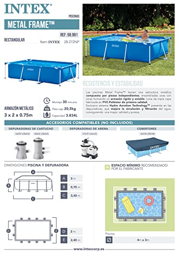 Intex Rectangular Frame Pool -Aufstellpool - 300 x 200 x 75 cm, Blau - 5