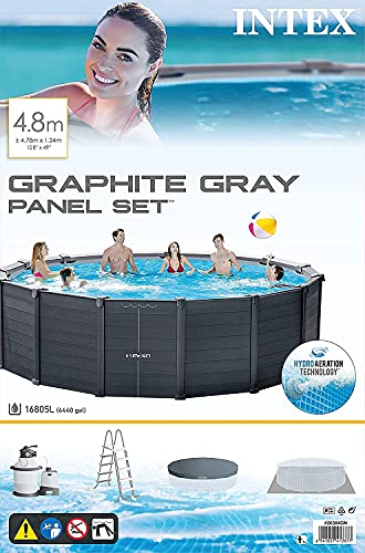 Intex Schwimmbad Ø 478 x 124 cm Gestellbecken Set Graphit - 9