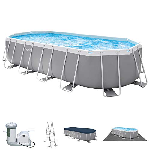 Intex Swimming Pool Hellgrau, 610 x 305 x 122 cm Frame Pool Set Prism Oval 26798 - 1