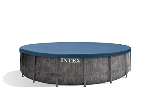 Intex Unisex – Erwachsene Premium Frame Pool Set Prism Greywood Ø 457 x 122 cm, Dunkelgraue Holzoptik - 4