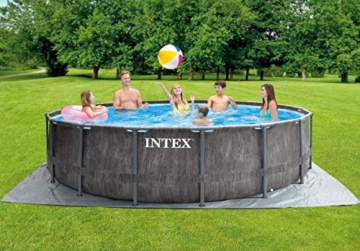 Intex Unisex – Erwachsene Premium Frame Pool Set Prism Greywood Ø 457 x 122 cm, Dunkelgraue Holzoptik - 5