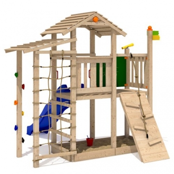 ISIDOR Bazzy Boo Spielturm Kletterturm Rutsche Schaukel Maltafel XL- Kletternetz (ohne Schaukelanbau) -
