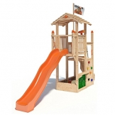 ISIDOR Joshy Spielturm Kletterturm Baumhaus Rutsche Schaukeln (ohne Schaukelanbau, Orange) -