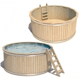 ISIDOR Pool Holzpool Schwimmbecken Swimmingpool Rundpool 240x107cm -