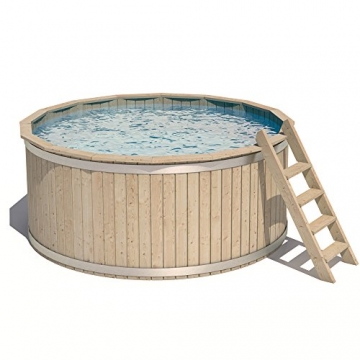 ISIDOR Pool Holzpool Schwimmbecken Swimmingpool Rundpool 240x107cm - 