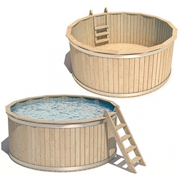 ISIDOR Pool Holzpool Schwimmbecken Swimmingpool Rundpool 240x107cm -
