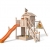 ISIDOR Spielturm Giraffico Aufstiegsauswahl (Leiter, Rampe, Treppe) und Schaukelanbau, Rutsche, Reckstange, hissbarer Fahne und Kletterwand auf 1,50 Meter Podesthöhe (Sicherheitstreppe, Orange) - 1