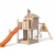 ISIDOR Spielturm Giraffico Aufstiegsauswahl (Leiter, Rampe, Treppe) und Schaukelanbau, Rutsche, Reckstange, hissbarer Fahne und Kletterwand auf 1,50 Meter Podesthöhe (Sprossenleiter, Orange) - 1