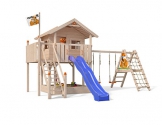 ISIDOR XL-Baumhaus COLINO Spielturm mit erweitertem Schaukelanbau und Sicherhheitstreppe, XXL- Rutsche, Sandkasten und Balkon auf 1,50 Meter Podesthöhe - 1