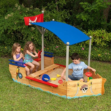 KidKraft 128 Piratenschiff-Sandkasten aus Holz, Garten-Sandkasten für Kinder - 3