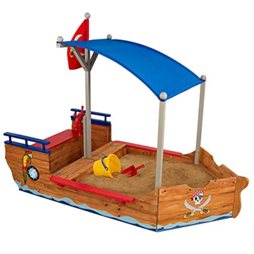 KidKraft 128 Piratenschiff-Sandkasten aus Holz, Garten-Sandkasten für Kinder - 9