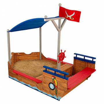 KidKraft 128 Piratenschiff Sandkasten aus Holz Gartenmöbel für Kinder