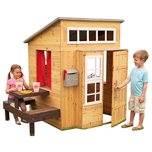 KidKraft 182 Modernes Outdoor GartenSpielhaus aus Holz für Kinder mit