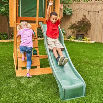 KidKraft F24148E Spielturm Appleton aus Holz für Kinder mit Rutsche, Schaukel, Kletterwand und Sandkasten, für den Garten - 5