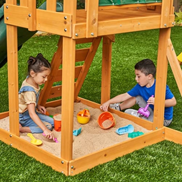 KidKraft F24148E Spielturm Appleton aus Holz für Kinder mit Rutsche, Schaukel, Kletterwand und Sandkasten, für den Garten - 8