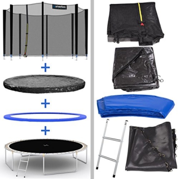 Kinetic Sports Outdoor Gartentrampolin Ø 305 cm, TPLS10, inklusive Sprungtuch aus USA PP-Mesh +Sicherheitsnetz +Rand- u. Regen-Abdeckung +Leiter, bis 160kg, GS-geprüft, UV-beständig, BLAU - 5