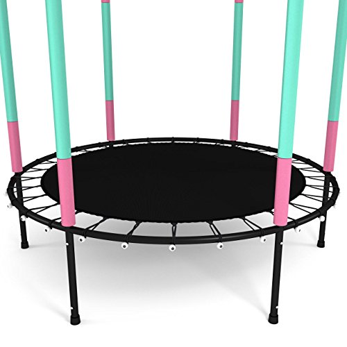 Kinetic Sports Trampolin Kinder Indoortrampolin Jumper 140 cm Randabdeckung Stangen gepolstert, Gummiseil-Federung Sicherheitsnetz Pink - 3