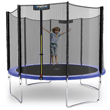 KINETIC SPORTS Trampolin Outdoor Ø 305 cm Blau | TÜV Rheinland GS-geprüft | Sicherheitsnetz, Randabdeckung | UV-beständig | Kindertrampolin Gartentrampolin Set - 1