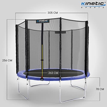 KINETIC SPORTS Trampolin Outdoor Ø 305 cm Blau | TÜV Rheinland GS-geprüft | Sicherheitsnetz, Randabdeckung | UV-beständig | Kindertrampolin Gartentrampolin Set - 6