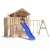 MAXIMO Spielturm Baumhaus Stelzenhaus mit Doppelschaukel, Kletterrampe, Basketballkorb und Rutsche auf 1,50m Podesthöhe - 